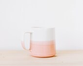 Modern Handmade Ceramic Coffee Mug Danish Design Style in Peach & White
