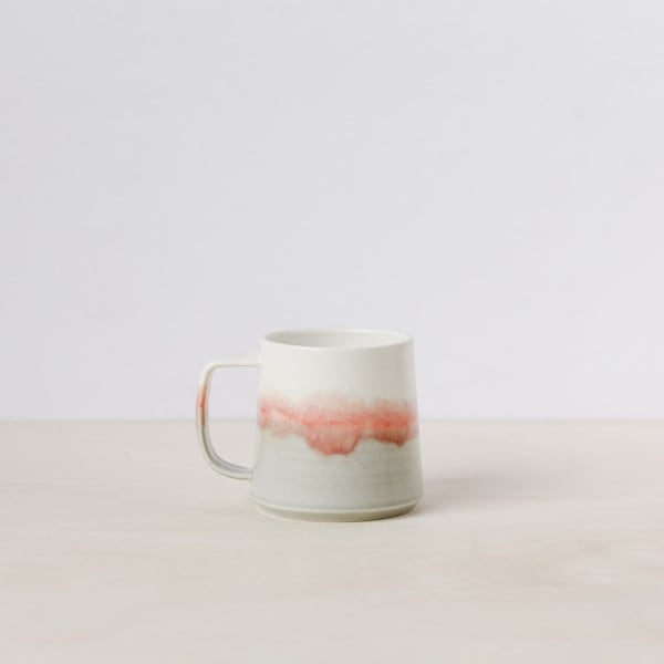 Winter Landscape Mug Pink Modern Handmade Ceramic Coffee Danish Design Style