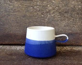 Handmade Copenhagen Mug in White + Cobalt Color Block