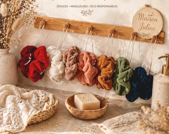 Flor de ducha lavable sin residuos, regalo sostenible hecho a mano para mamá y bebé.