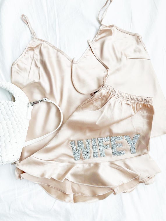 Pajamas Bridal Wifey Pjs Set Bride Pajama Set: Rhinestone 'wifey