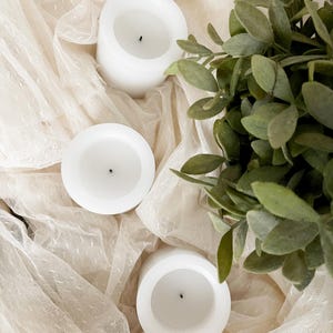Ivory Wax Flameless Candle with Black Wick: Battery Operated Wedding Decor (3x3x3)