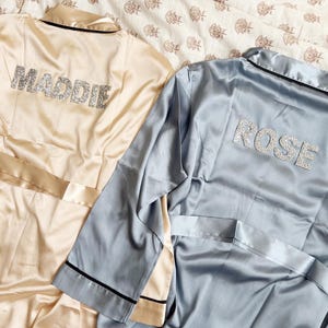 Silky Satin Bridesmaid Robe: Rhinestone Personalized Bridal Party Gift