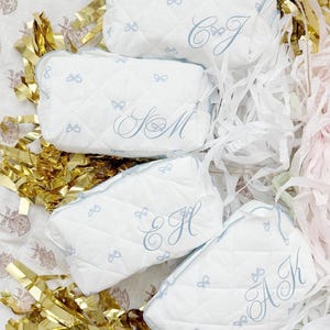 Monogram Bridesmaid Makeup Bag: Bridal Shower Gift Travel Pouch