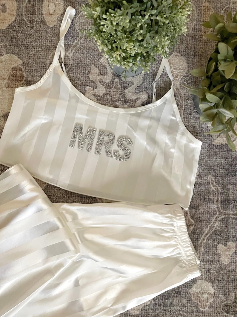 Bridal Custom Pajama for Honeymoon Vacation Pajama Wedding Gift for Bride to Be PJ Satin Bachelorette Pajama Wedding Gift Future Mrs Gift