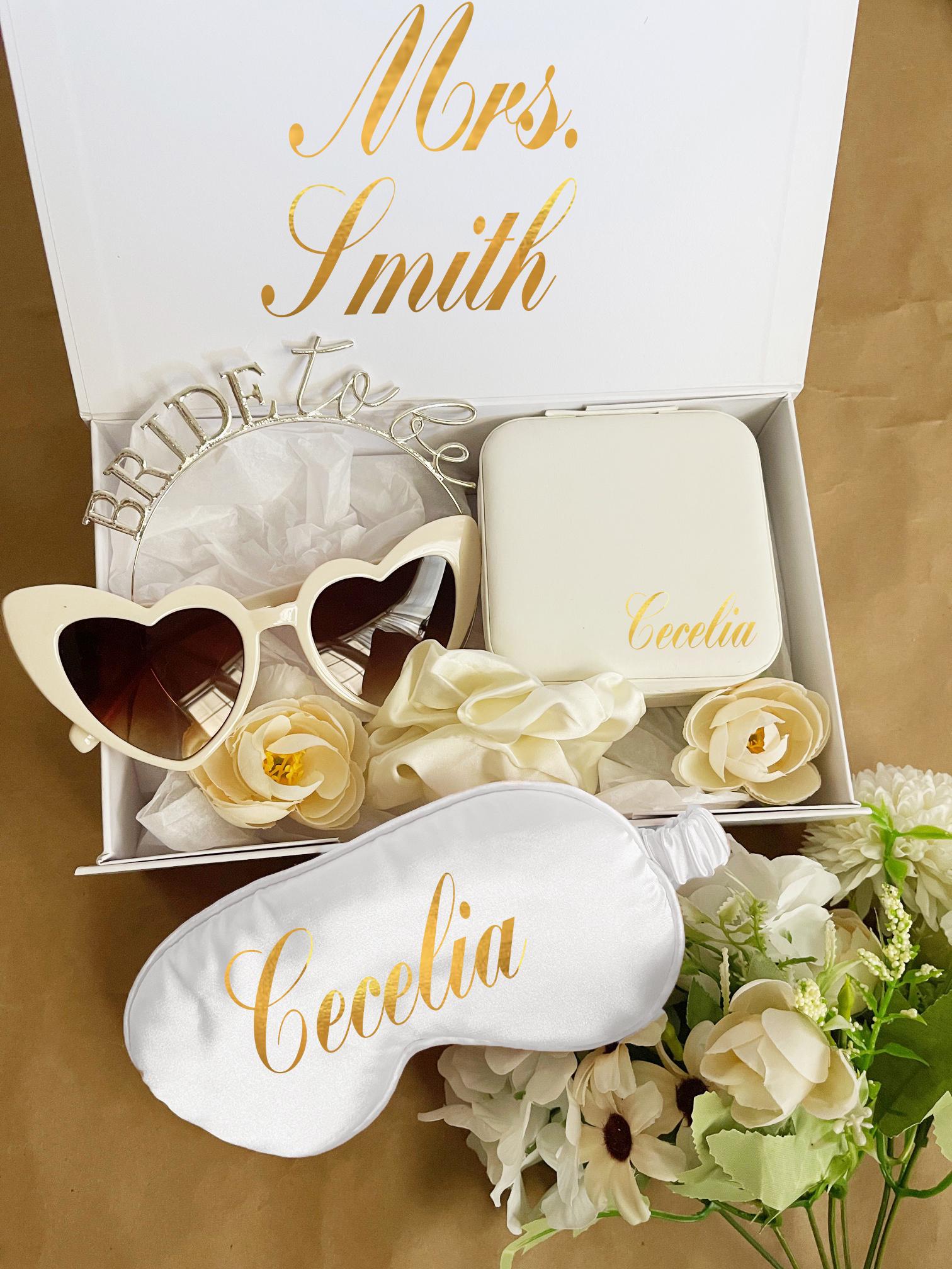 Personalized Bride to Be Gift Box: Sunglasses, Satin Sleep  display picture 2