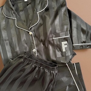 Personalized Satin Bridesmaid Pajama Set: Rhinestone Initial Sleepwear