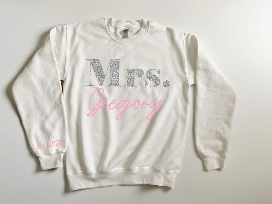 Mrs. Silver Personalized Mrs. Silver Glitter Wedding Sweatshirt: Bridal Gift - Etsy