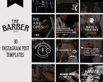 Barber Shop Instagram Post Template, Barber Template, Social Media Post, Hair Cut, Hairdresser, Canva Templates, Instagram Template, For Men