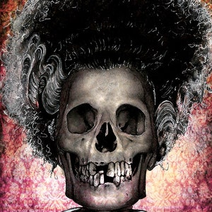 The Bride Frankenstein Dark Art Skull Skeleton Horror Halloween Classic Monsters Gothic Dracula Macabre Spooky Lowbrow Art image 2