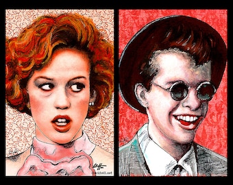 Andie Walsh and Duckie Dale - Molly Ringwald 80s 16 Candles Cult Classic The Breakfast Club Jon Cryer Pop Art