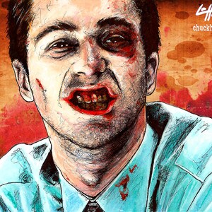 The Narrator Fight Club Edward Norton Brad Pitt Helena Bonham Carter Pop Dark Art Lowbrow Art Tyler Durden Blood Teeth image 2