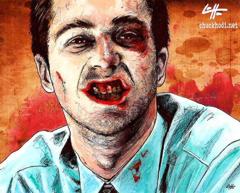 The Narrator Fight Club Edward Norton Brad Pitt Helena Bonham Carter Pop Dark Art Lowbrow Art Tyler Durden Blood Teeth image 2