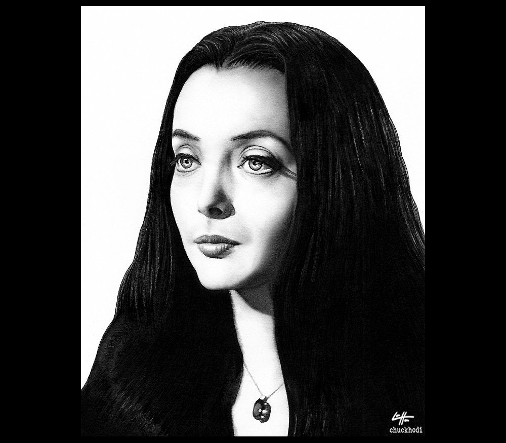 Morticia Addams - The Addams Family Gomez Classic Dark Art Comedy TV Horror Gothic Pop Art Gothic Spooky Uncle Fester Lurch
