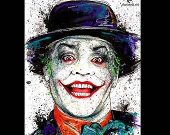 The Joker - Jack Nicholson Batman Villian Superhero Dark Art Knight Bat Bats Clown Gotham Pop Art Jack Napier Lowbrow 80s 90s