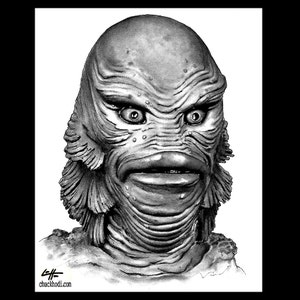 Creature from the Black Lagoon Dark Art Science Fiction Horror Classic Monsters Swamp Frankenstein Lowbrow Pop Gill-Man