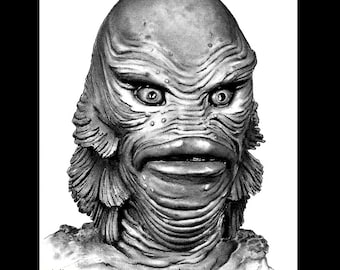 Creature from the Black Lagoon Dark Art Science Fiction Horror Classic Monsters Swamp Frankenstein Lowbrow Pop Gill-Man