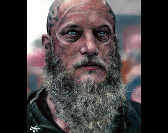 Ragnar Lothbrok - Vikings King Travis Fimmel Dark Art History Drama Pop Art Dark Art Kattegat Beard Lagertha Bjorn Lowbrow