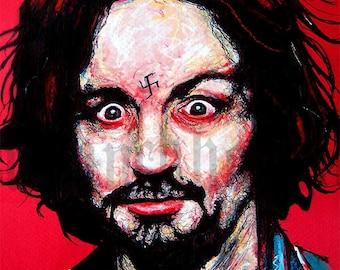 Charles Manson - Helter Skelter Kult True Crime Dark Art Horror Halloween Beard Pop Art Serienmörder Monster Lowbrow Murder