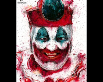 John Wayne Gcy - Clown Pogo Serienmörder Dark Art Pop Art Horror Luftballons Wahres Verbrechen Blut Charles Manson Tod Murder Rot