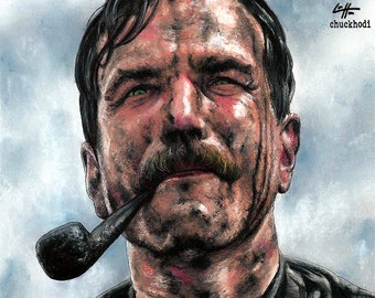 Daniel Plainview - There Will Be Blood Daniel Day-Lewis Paul Thomas Anderson Oil Prospecting Moustache Pop Art Lowbrow Art