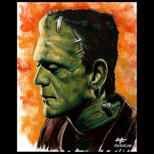 Frankenstein&#39;s Monster - Frankenstein Portrait Dracula Classic Monster Horror Halloween Pop Gothic Vintage Dark Art