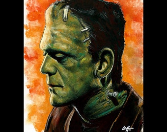 Frankenstein's Monster - Frankenstein Portrait Dracula Classic Monster Horror Halloween Pop Gothic Vintage Dark Art