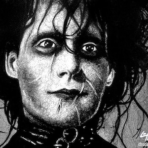 Edward Scissorhands - Tim Burton Johnny Depp Horror Pop Art Dark Halloween Leather Fetish Gothic Frankenstein Vintage