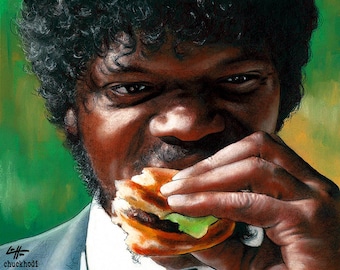 Leckerer Burger - Pulp Fiction Jules Winnfield Samual L Jackson Quentin Tarantino Dark Art 90s Guns Hitman Dark Art Horror Pop Art Kult Klassiker