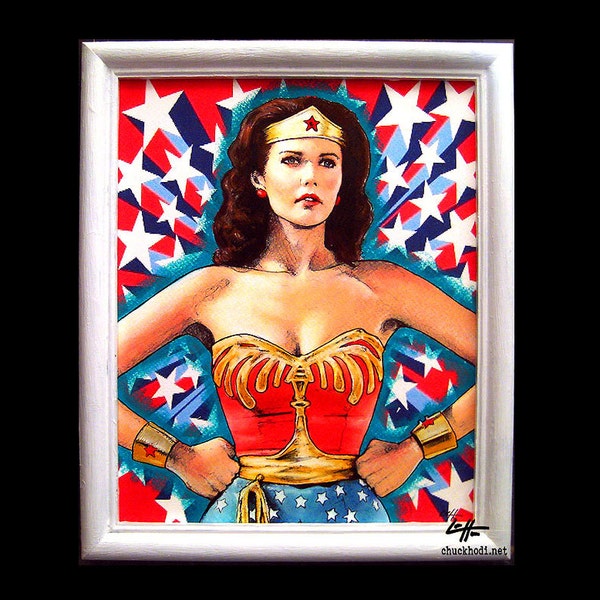 Wonder Woman - Original - Lynda Carter Super Hero Vintage Adventure Pop Art Stars Dc Comics Batman Superman Fantasy Female 70s TV  Red Blue