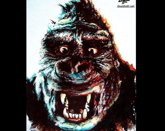 King Kong - Gorilla Giant Adventure Cult Classic Godzilla Frankenstein Monster Creature Horror Dark Art Pop Spooky Sci Fi