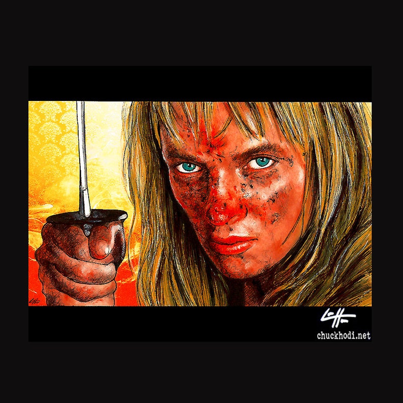 The Bride Beatrix Kiddo Kill Bill Uma Thurman Quentin Tarantino Sword Blood Pop Art Pulp Fiction Lowbrow Art Cult Classic image 1