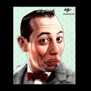 Pee Wee Herman - Portrait Pop Art Paul Reubens Doll Toy Funny Cute Vintage 80s 1980s Lowbrow Hipster LOL Pee Wee&#39;s Playhouse