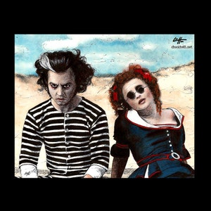 Sweeney Todd e la signora Lovett - Tim Burton Johnny Depp Helena Bonham Carter Pop Art Halloween Horror Demone Barbiere Londra Pop