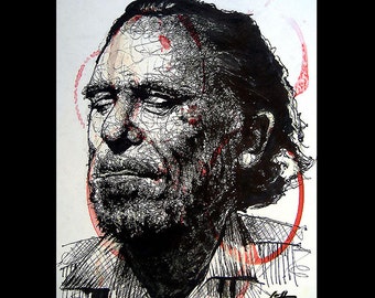 Charles Bukowski - Poetry Alcohol Wine Beer Sex Hollywood Los Angeles Drunk Bar Books Writing Reading Author Lowbrow Pop Art Factotum