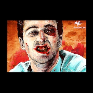 The Narrator Fight Club Edward Norton Brad Pitt Helena Bonham Carter Pop Dark Art Lowbrow Art Tyler Durden Blood Teeth image 1