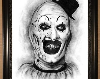 Art the Clown - ORYGINALNY RYSUNEK - Straszny Slasher Horror Mroczna Sztuka Klaun Straszny Straszny Seryjny Morderca