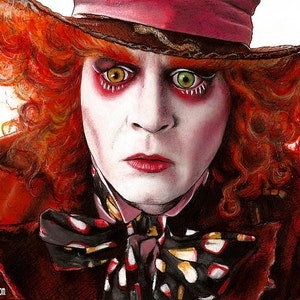 Mad Hatter Johnny Depp Alice in Wonderland 2 Red Queen Fantasy Magic Mushroom Pop Lowbrow Through The Looking Glass Dark Art image 2