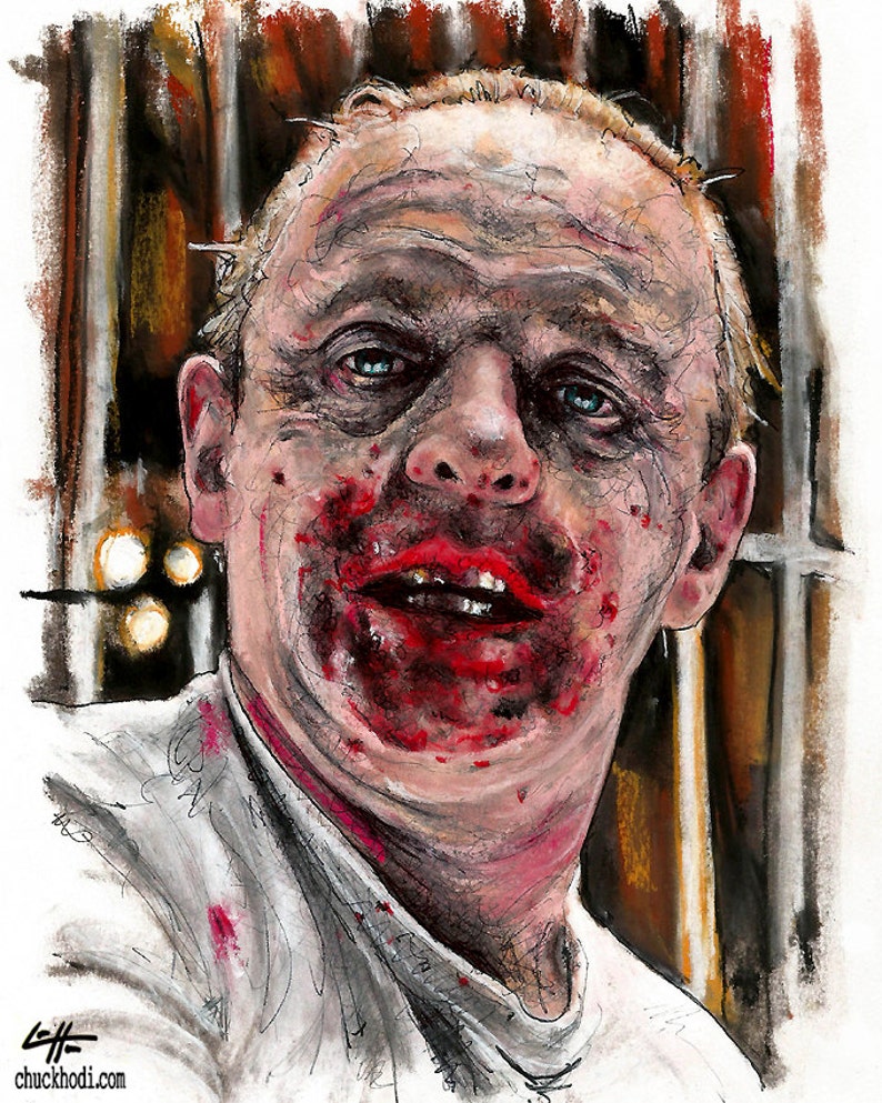 Hannibal Lecter Silence of the Lambs Dark Art Horror Anthony Hopkins Cannibal Serial Killers Pop Art Lowbrow Blood 90s Buffalo Bill image 2