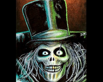 The Hatbox Ghost - Haunted Mansion Disney Spooky Halloween Skull Skeleton Creepy Horror Dark Art Lowbrow Macabre Gothic Fantasy Creepy