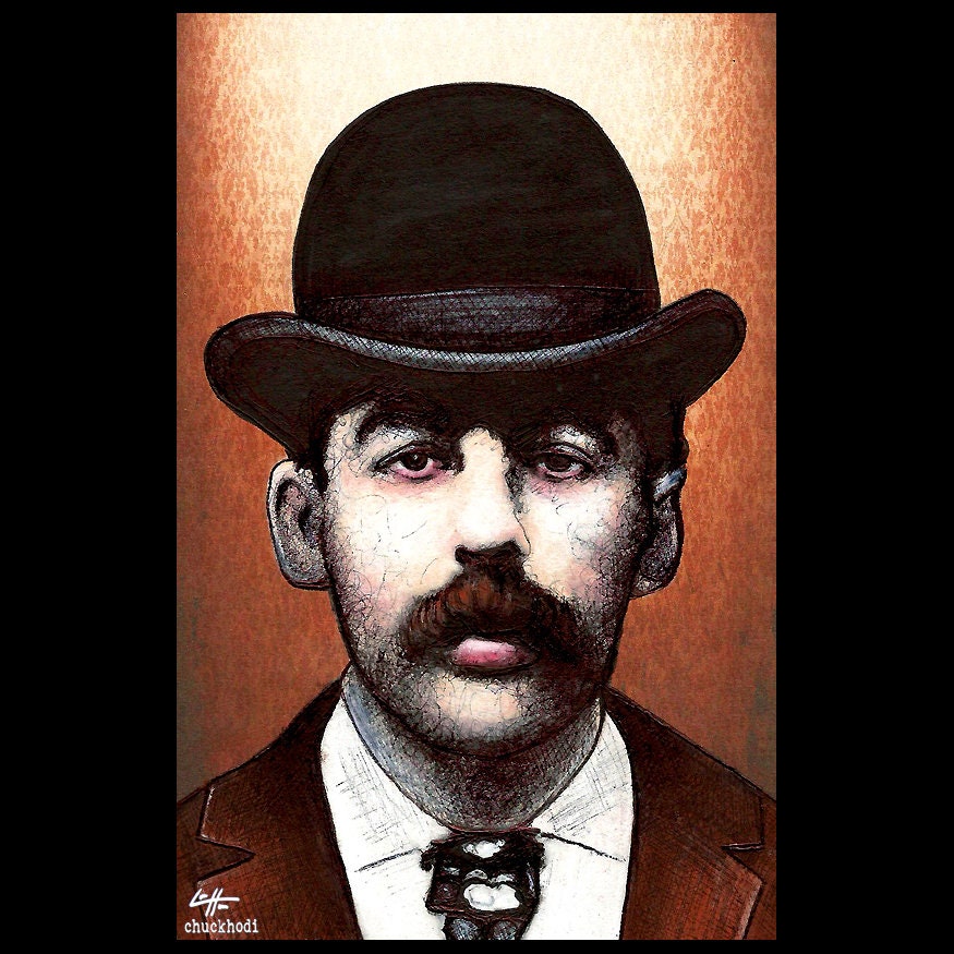 H.H. Holmes - Serieller Mörder Murder Castle Chicago Moustache Viktorianisch Jack The Ripper Pop Dark Art Horror Death