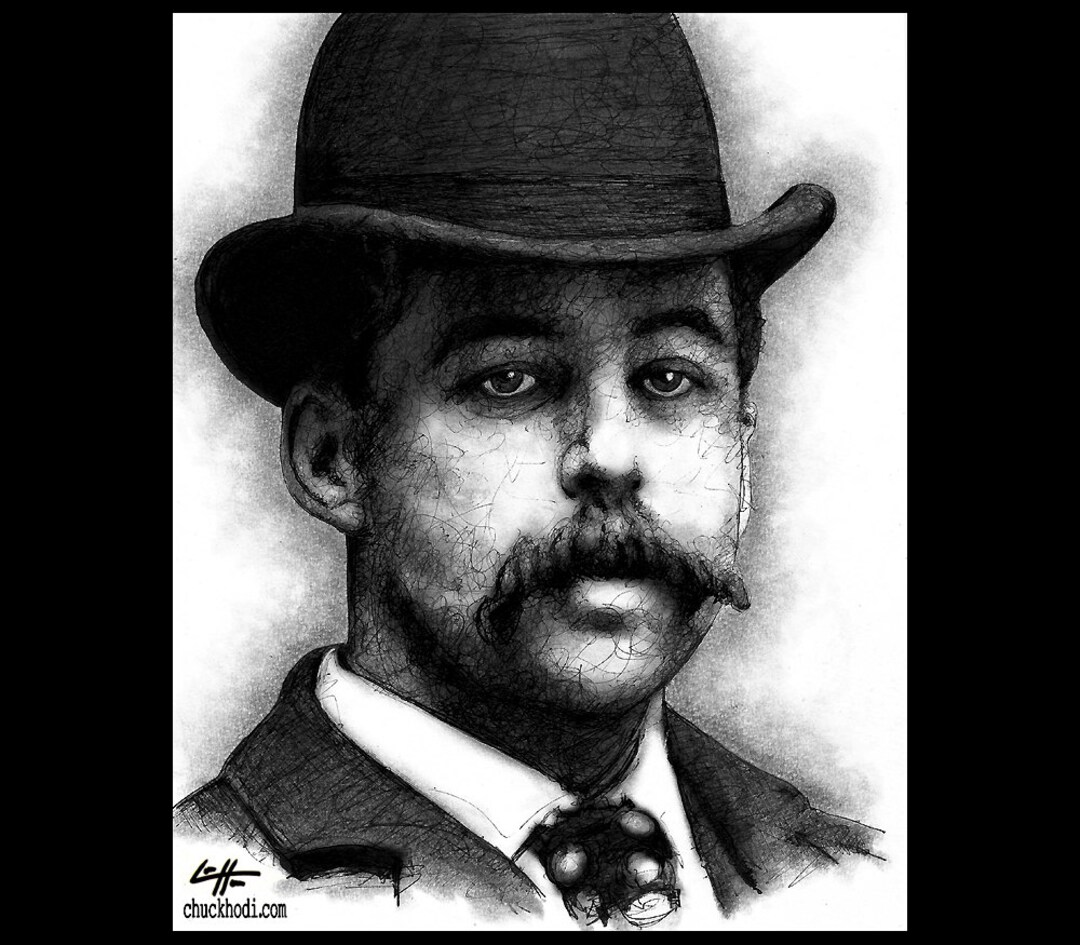 H.H. Holmes Serial Killer Murder Castle Chicago Mustache Antique