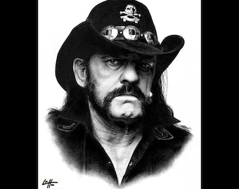 Lemmy Kilmister - Motorhead Rock N Roll Heavy Metal Alchohol Pop Art Lowbrow Mutton Chops Mustache Beard Punk Hawkwind