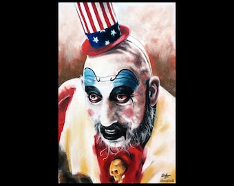 Captain Spaulding- Clown Horror Sid Haig Dark Art Scary Creepy Rob Zombie Corpse Devils Rejects Pop Art Halloween Spooky Cult