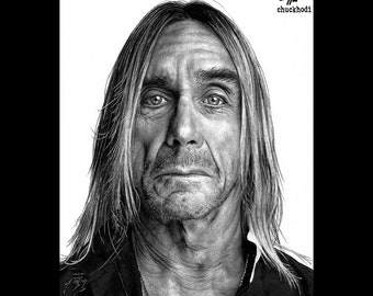 Iggy Pop - Rock n Roll Lust for Life Punk Glam Rock Pop Art Portrait The Stooges David Bowie Lou Reed Guitar New Wave