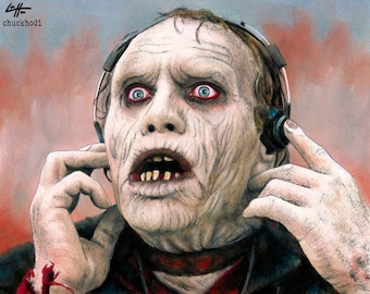 Bub - Day Of The Dead George Romero Zombie Undead Horror Donkere kunst Lowbrow Spookachtig Halloween Monster Wezen Zombies Sciencefiction 80s