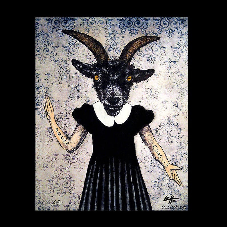 The Baphomet Goat Animal Pagan Folklore Evil Demon Satan Devil Gothic Dark Art Horror Cute Dress Vintage Lucifer Creepy image 1