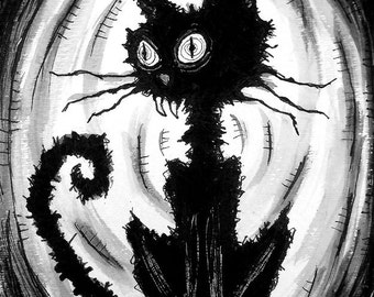 Black Cat 6 - Halloween Cats Stray Spooky Alley Dark Art