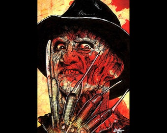 Freddy Krueger - Nightmare on Elm Street Horror Dark Art 80s Vintage Wes Craven Knifes Kill Death Movie Scary Halloween