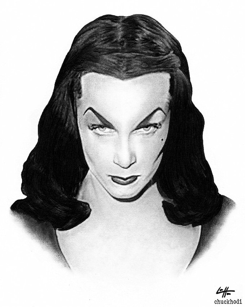 Vampira Ed Wood Maila Nurmi Dark Art Horror Classic Cult Plan 9 Bela Lugosi Gothic Elvira Hollywood Halloween Lowbrow Pop image 2